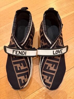 Fendi Zucca FF Logo Printed Sock Sneakers Size 38